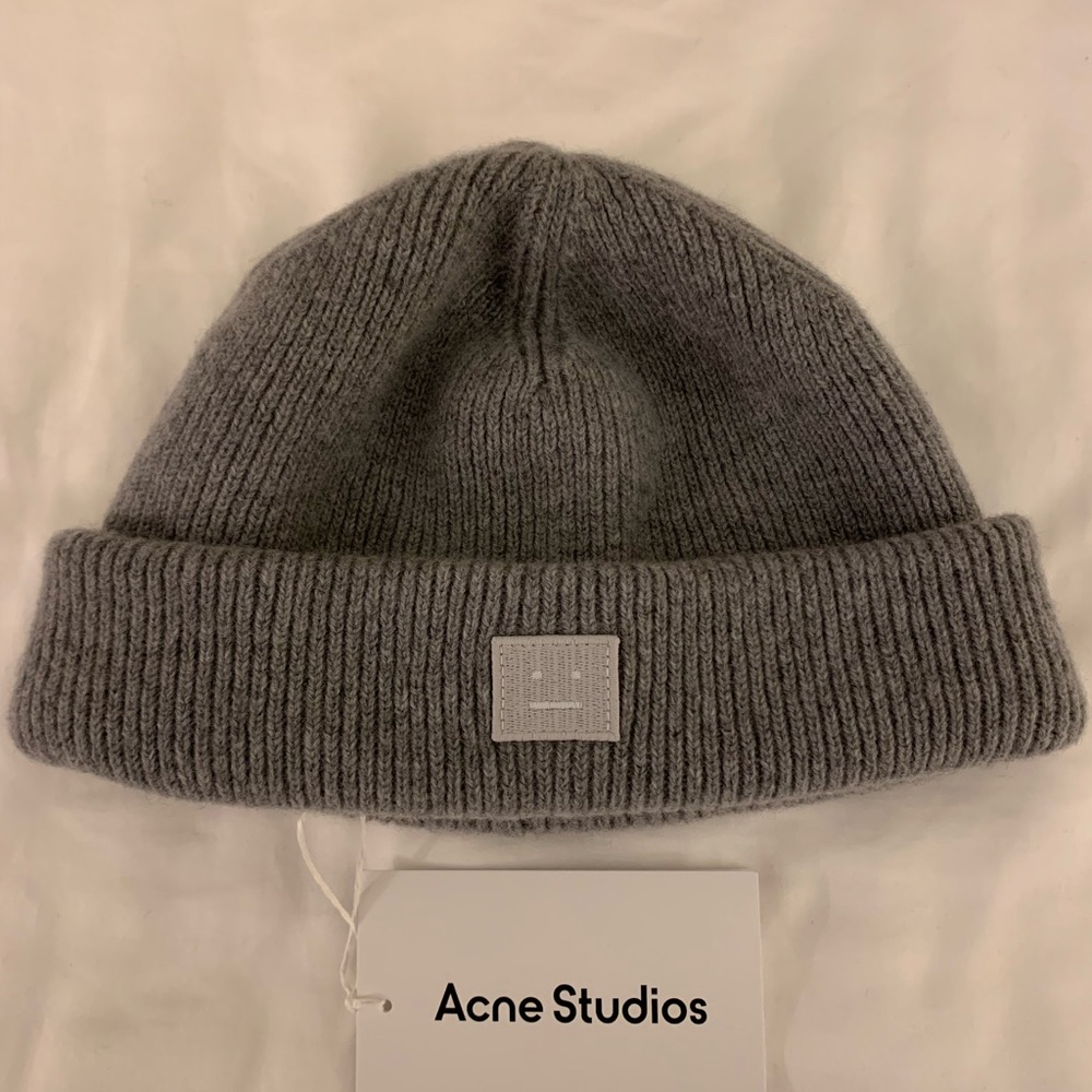 Acne Studios Grey Wool Patch Beanie